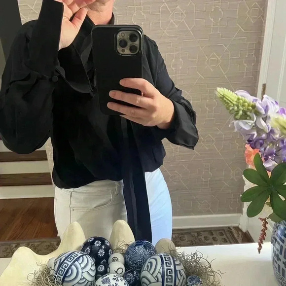 Chloe tie neck silk button down blouse size 40/large - Picture 8 of 11